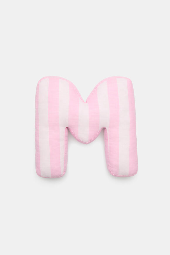 Pink Stripe Initial Cushion  M  hi-res