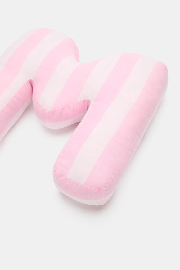 Pink Stripe Initial Cushion  M  hi-res
