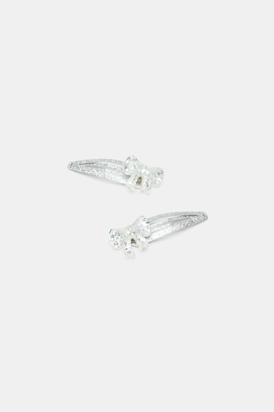 Resin Bow Snaps  Silver Glitter