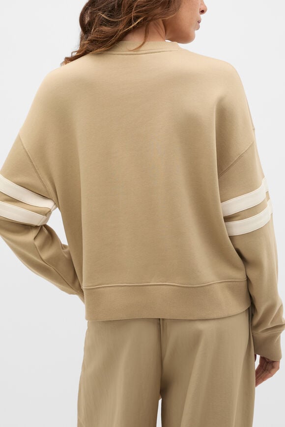 Contrast Detail Crew Neck Sweat  Caramel Clay  hi-res