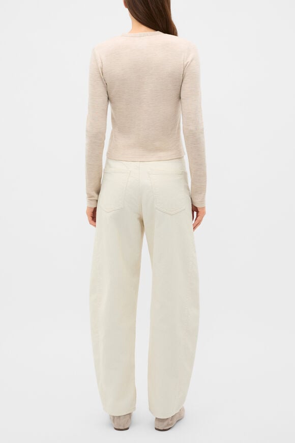 Australian Merino Cropped Cardigan  Cashew Cream Marle  hi-res