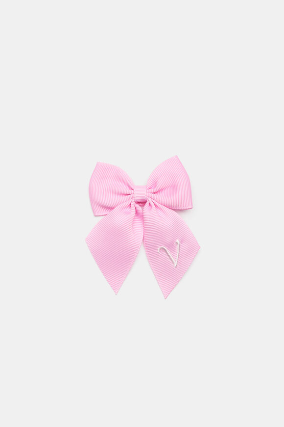 Grosgrain Initial Bow Duck Clip  V  hi-res