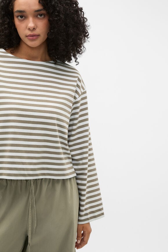Boatneck Long Sleeve Top  Caper Stripe  hi-res