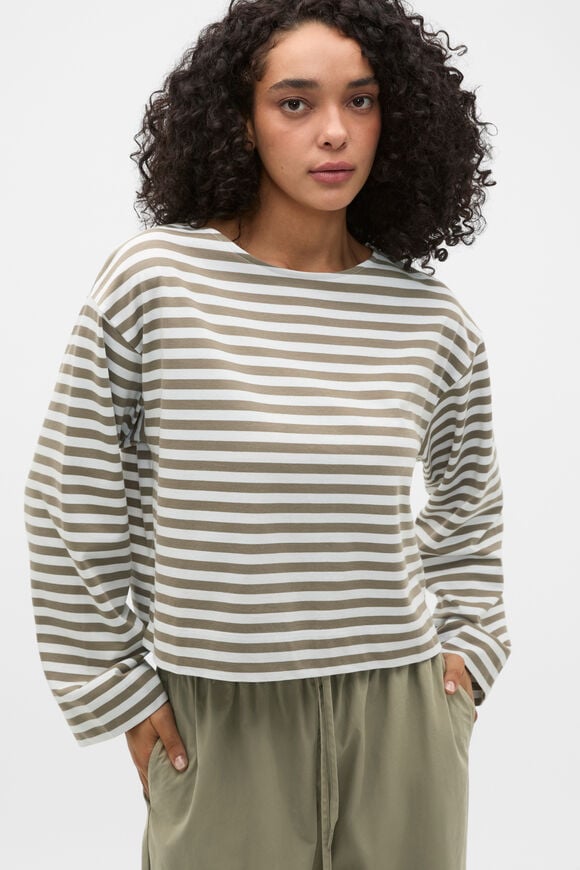 Boatneck Long Sleeve Top  Caper Stripe  hi-res
