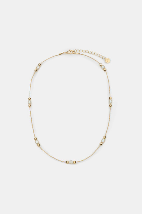 Pearl Bead Necklace  Gold  hi-res