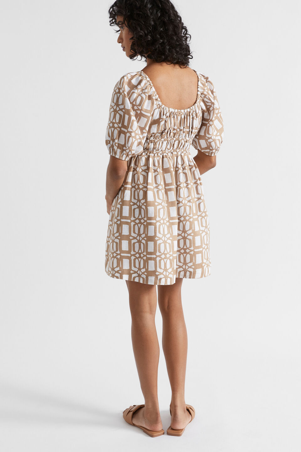 Linen Retro Mini Dress  Barley Retro