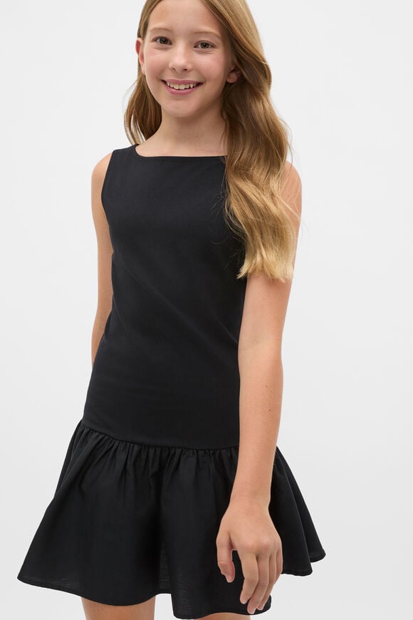 Spliced Boat Neck Dress  Black  hi-res