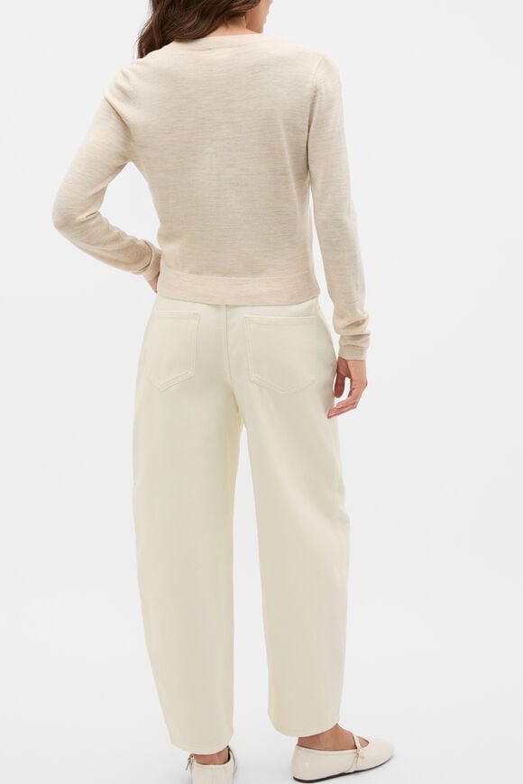 Australian Merino V Neck Cardigan  Wheat Marle  hi-res