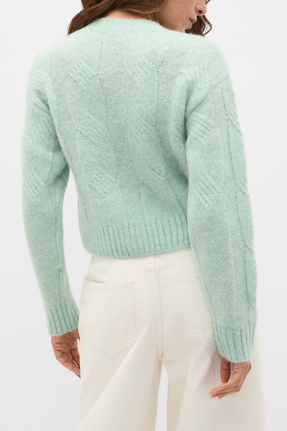 Lofty Oversized Cable Knit Cardigan  Soft Moss  hi-res