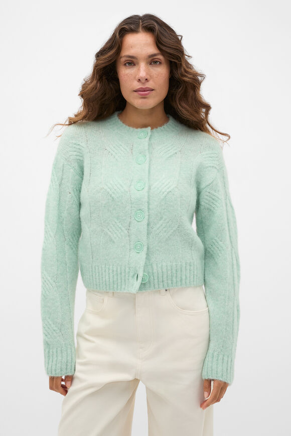 Lofty Oversized Cable Knit Cardigan  Soft Moss  hi-res