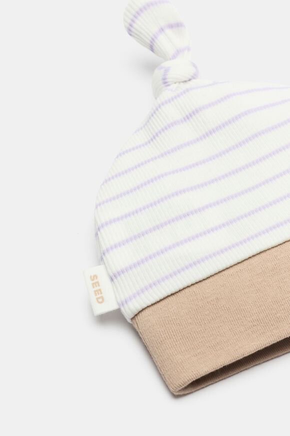 Stripe Knotted Beanie  Lavender  hi-res