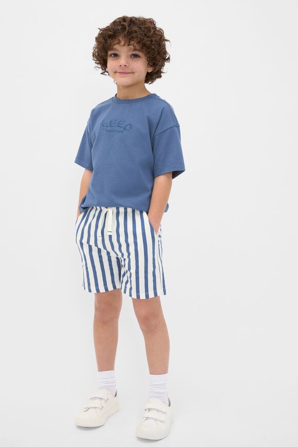 Core Stripe Track Short  Washed Navy  hi-res