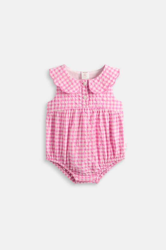 Gingham Scallop Romper  Wild Berry  hi-res