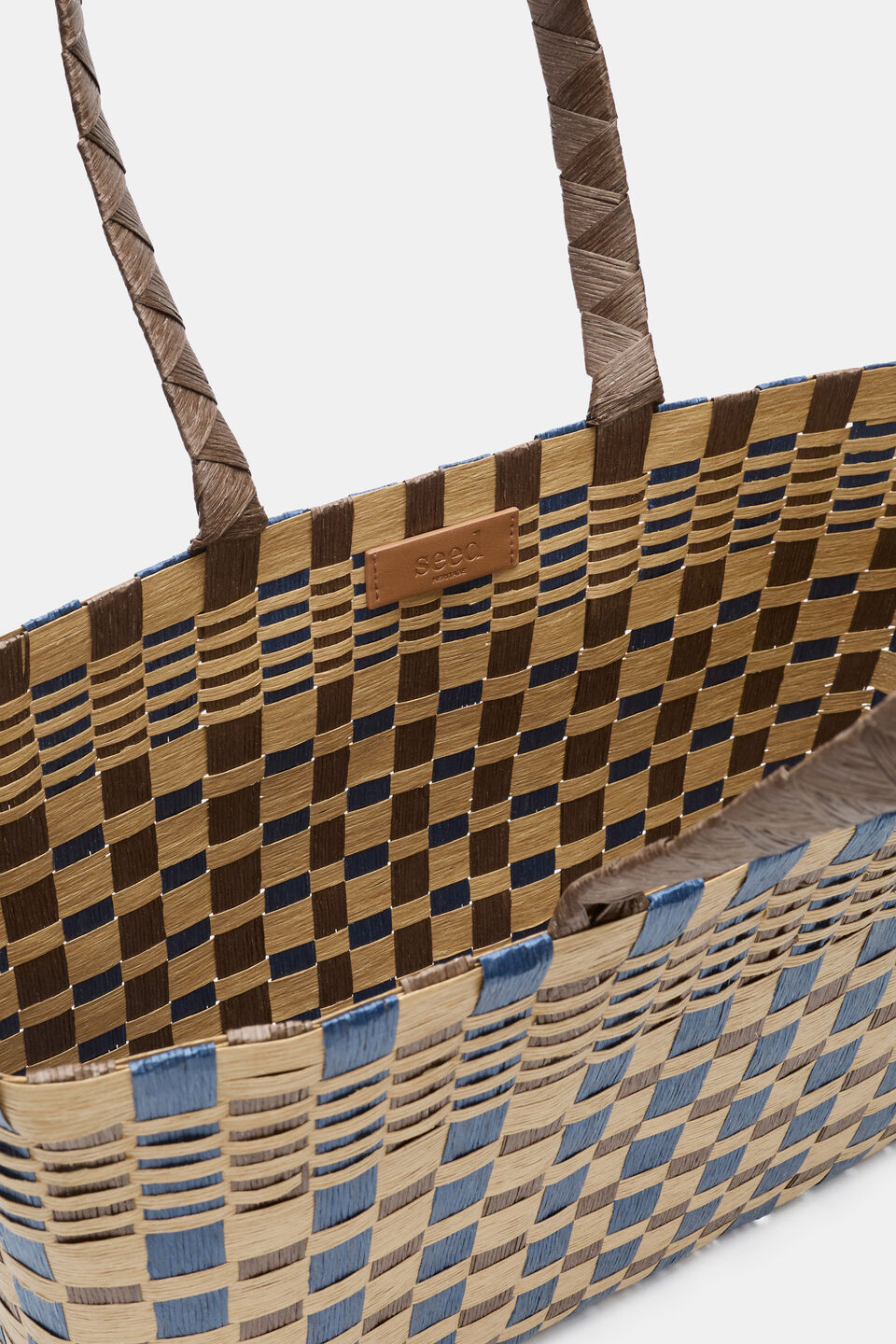 Paper Woven Market Bag  Vintage Indigo