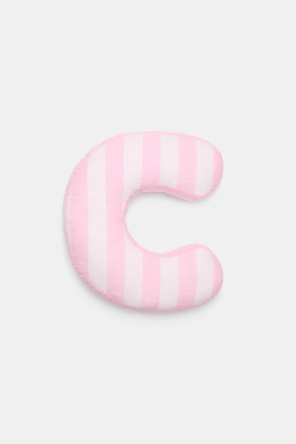 Pink Stripe Initial Cushion  C  hi-res