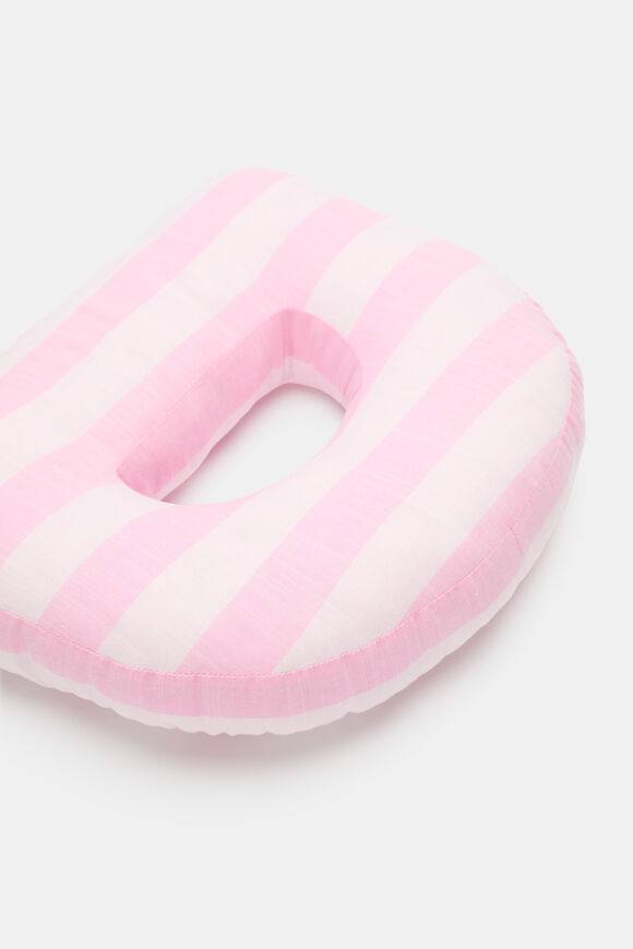 Pink Stripe Initial Cushion  D  hi-res
