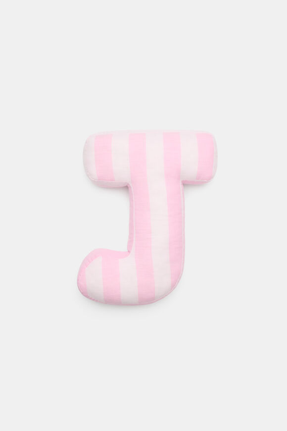 Pink Stripe Initial Cushion  J  hi-res
