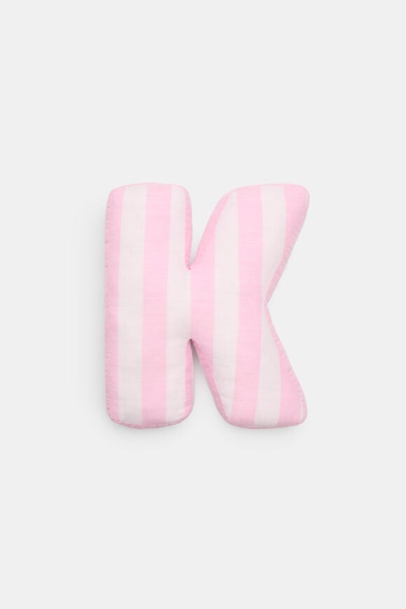Pink Stripe Initial Cushion  K  hi-res