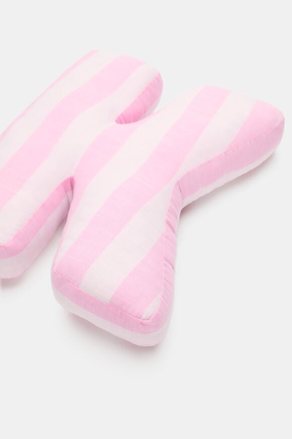 Pink Stripe Initial Cushion  K  hi-res