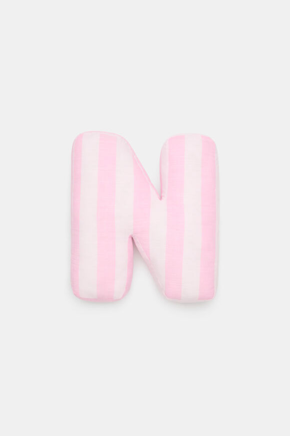 Pink Stripe Initial Cushion  N  hi-res