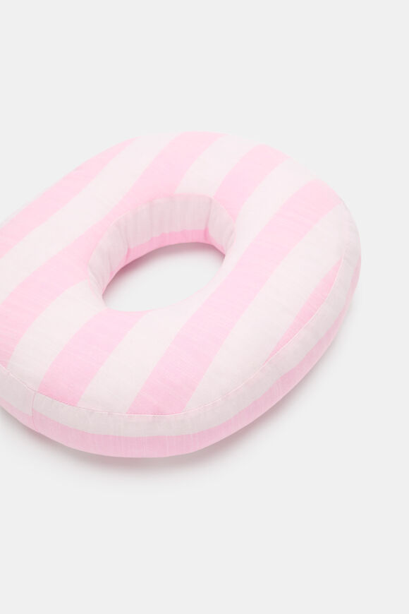 Pink Stripe Initial Cushion  O  hi-res