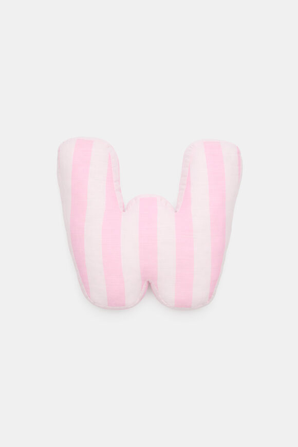 Pink Stripe Initial Cushion  W  hi-res