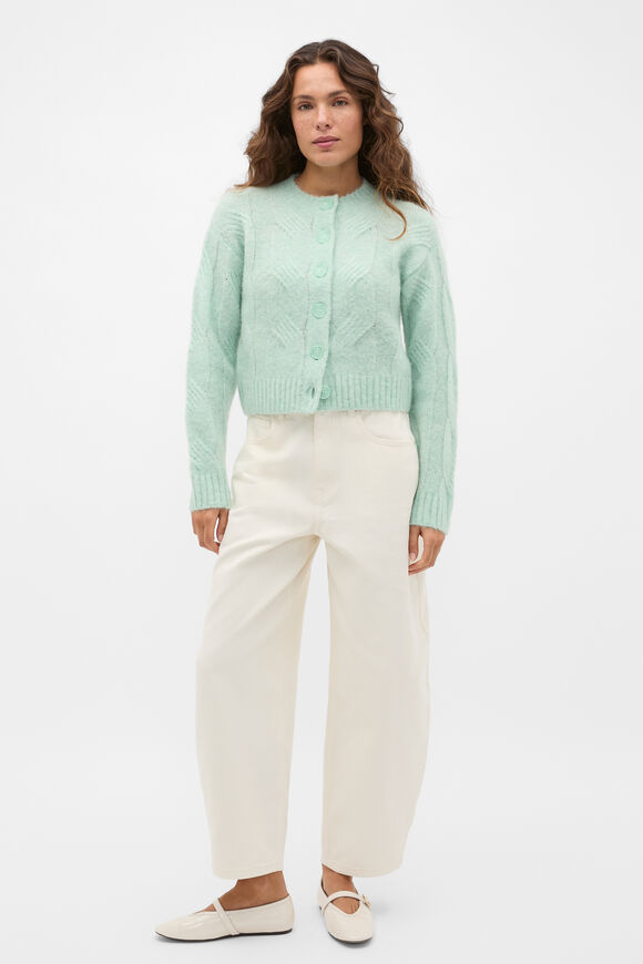 Lofty Oversized Cable Knit Cardigan  Soft Moss  hi-res