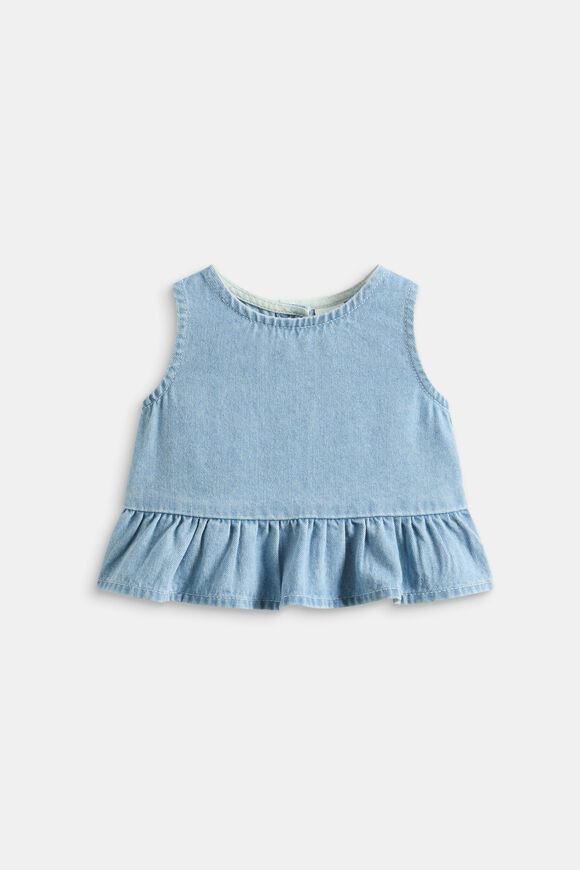 Denim Peplum Top  Light Wash  hi-res
