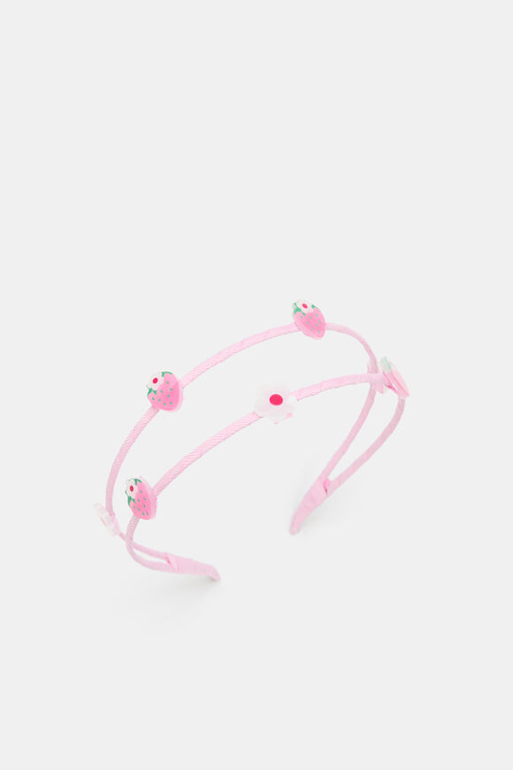 Strawberry Flower Double Headband  Candy Pink  hi-res