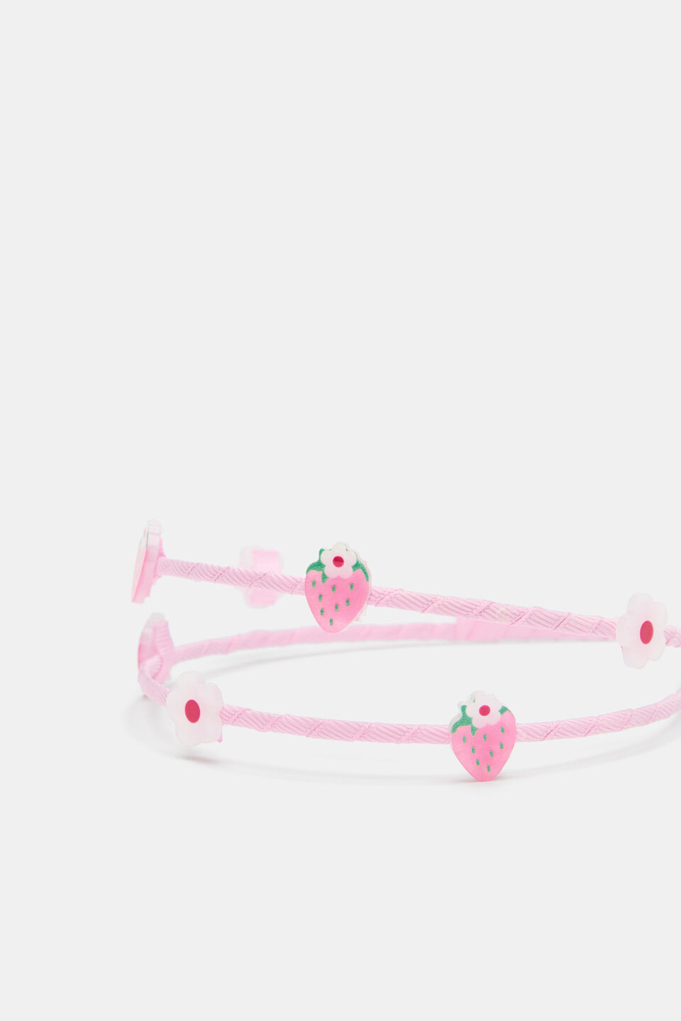 Strawberry Flower Double Headband  Candy Pink