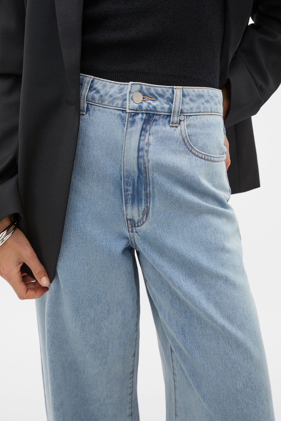 Denim Wide Leg Pant   Chalk Blue Wash
