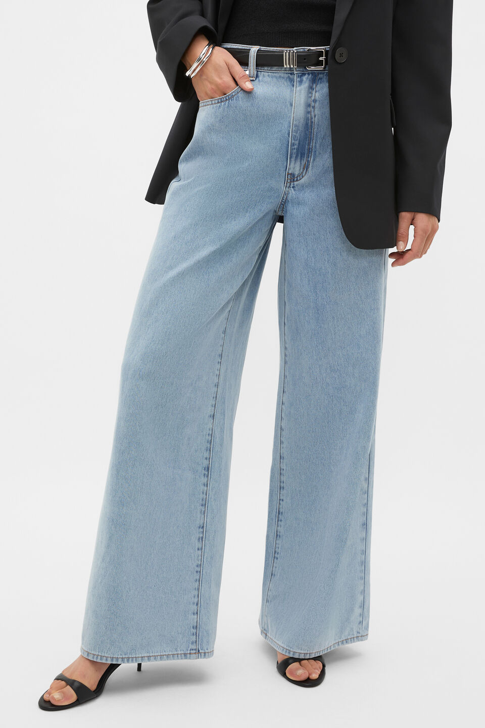 Denim Wide Leg Pant   Chalk Blue Wash