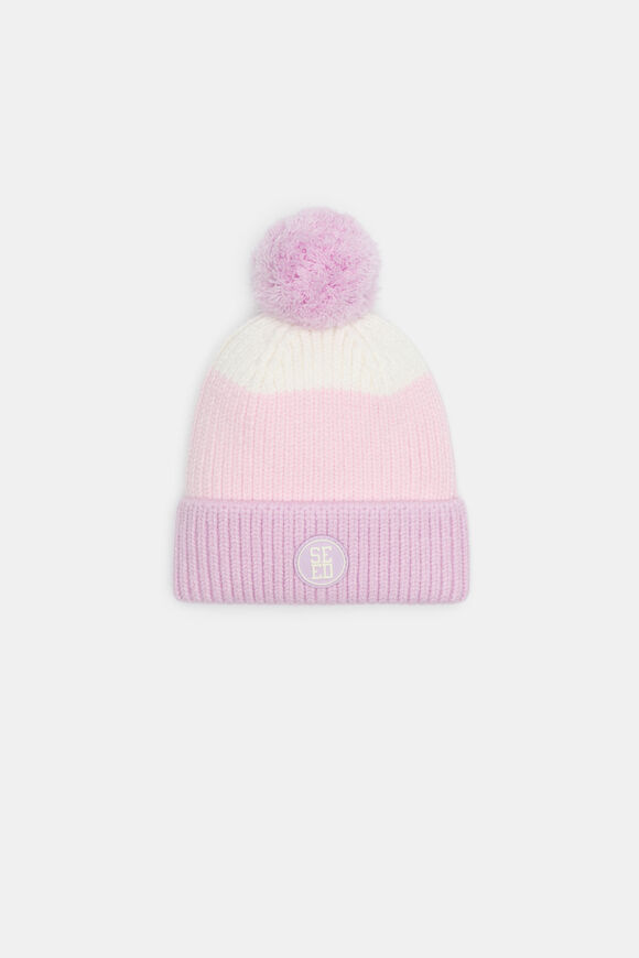 Mini Rib Colourblock Beanie  Orchid  hi-res