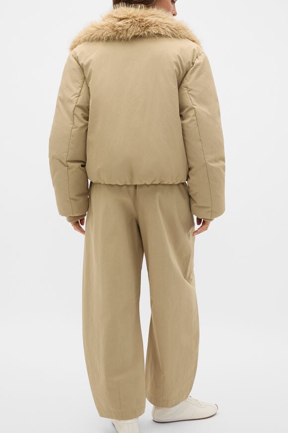 Faux Fur Collar Jacket  Caramel Clay  hi-res