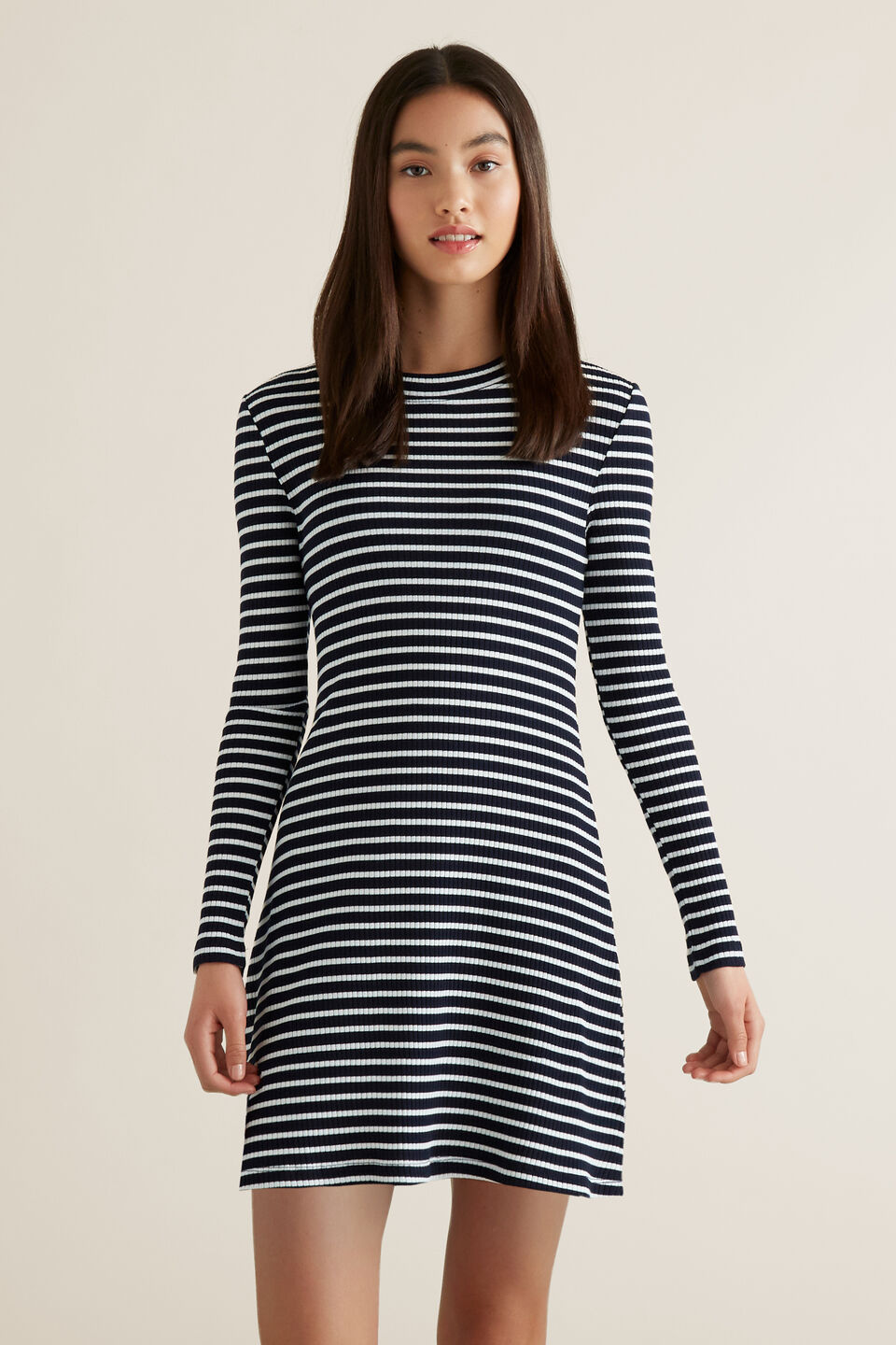 Rib Long Sleeve Dress  
