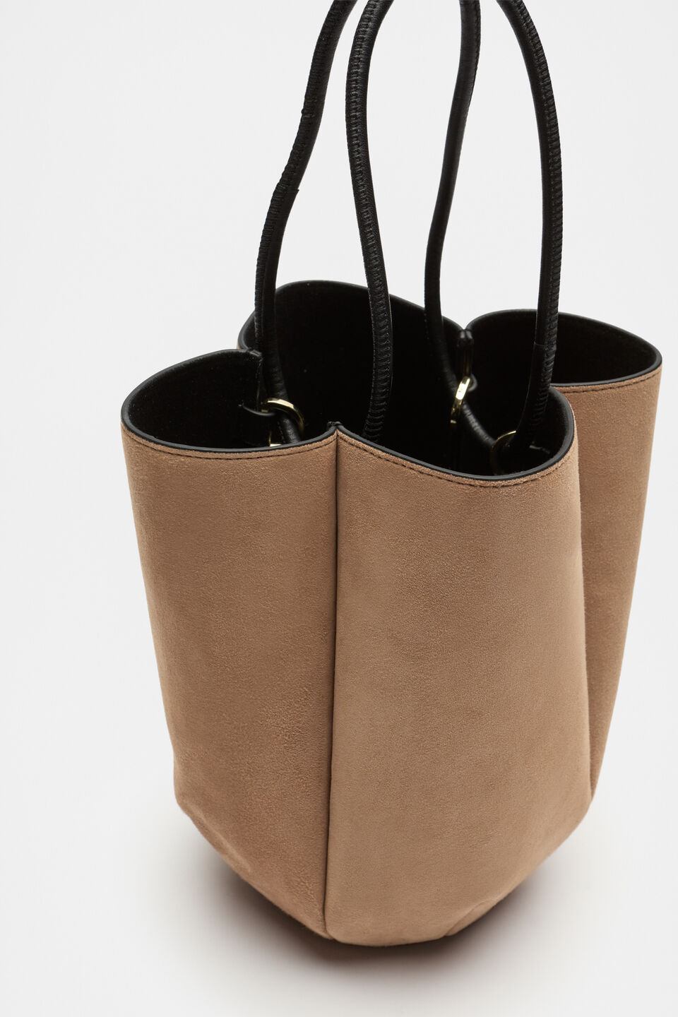 Leather Mini Bucket Bag  Amaretto Suede