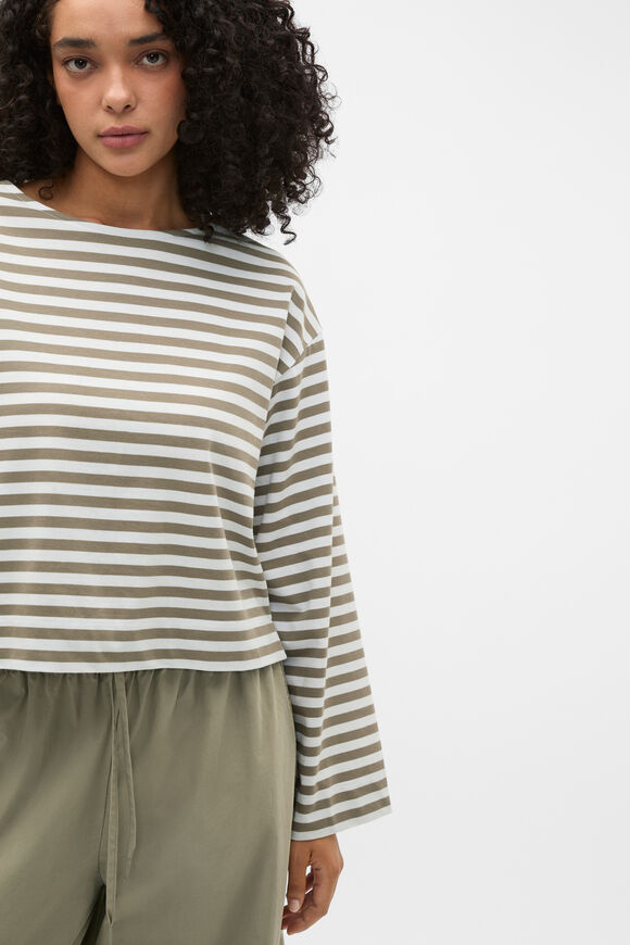 Boatneck Long Sleeve Top  Caper Stripe  hi-res