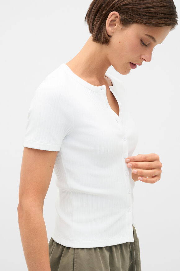 Button Through Rib Top  Whisper White  hi-res