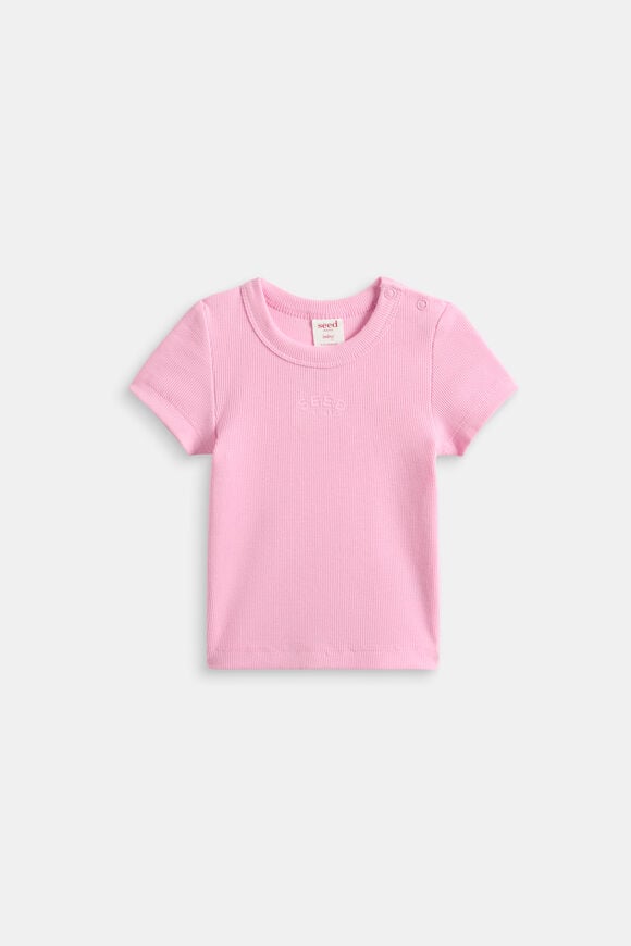 Core Logo Rib Tee  Candy Pink  hi-res