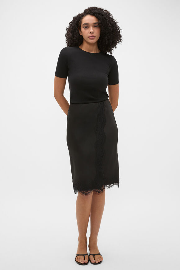 90s Satin Wrap Skirt  Black  hi-res