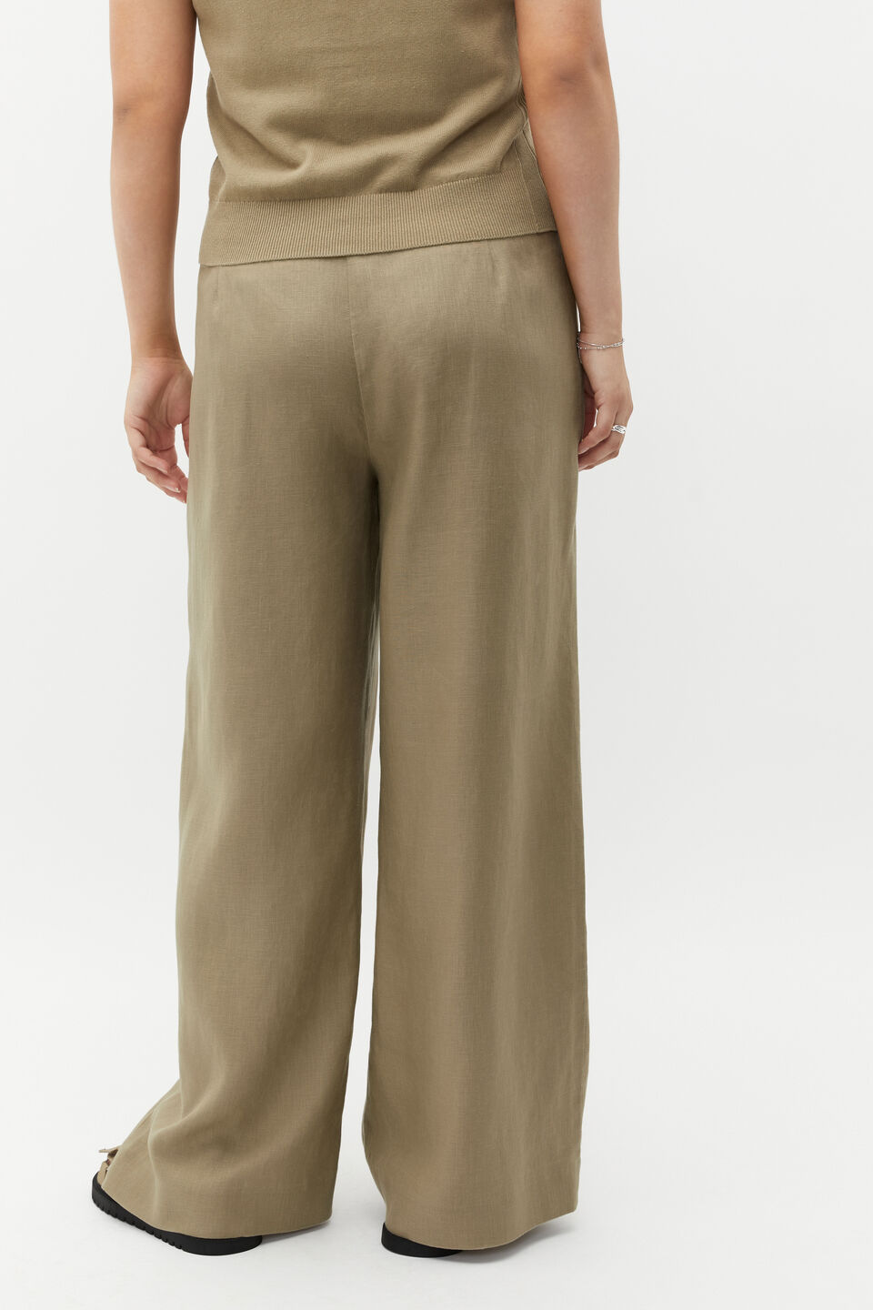 Linen High Rise Pleat Pant  Rosemary