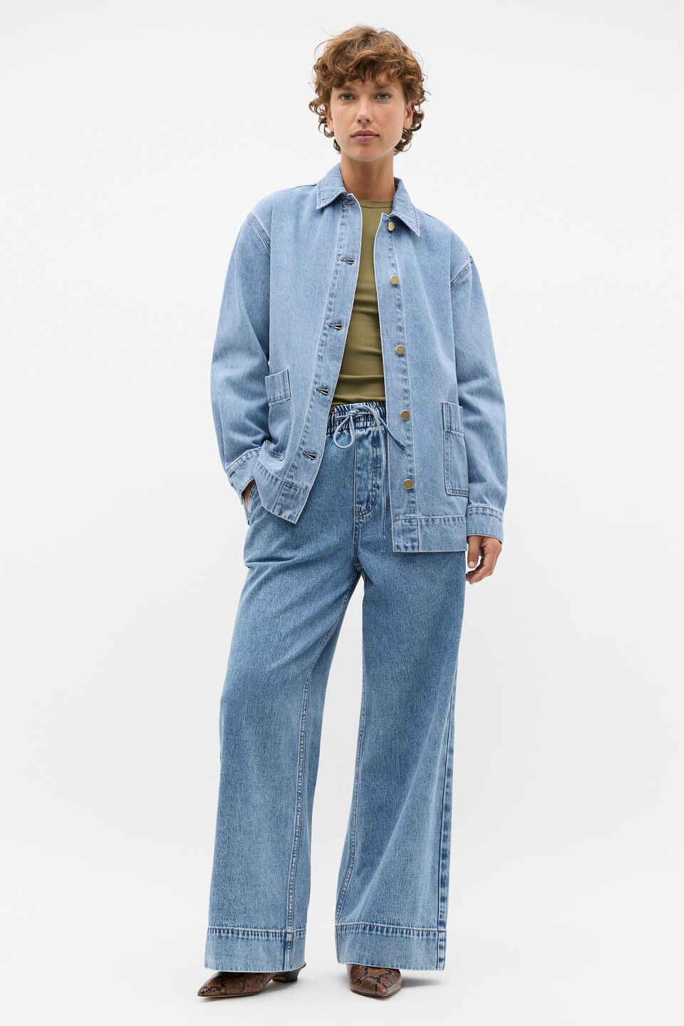 Denim Pocket Shacket  Mist Blue Wash