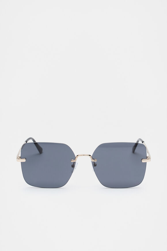 Matea Rectangle Frameless Sunglasses  Black  hi-res