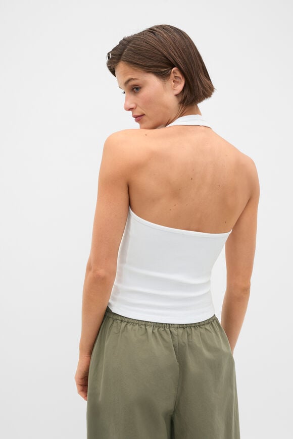Halter Rib Scoop Neck Tank  Whisper White  hi-res