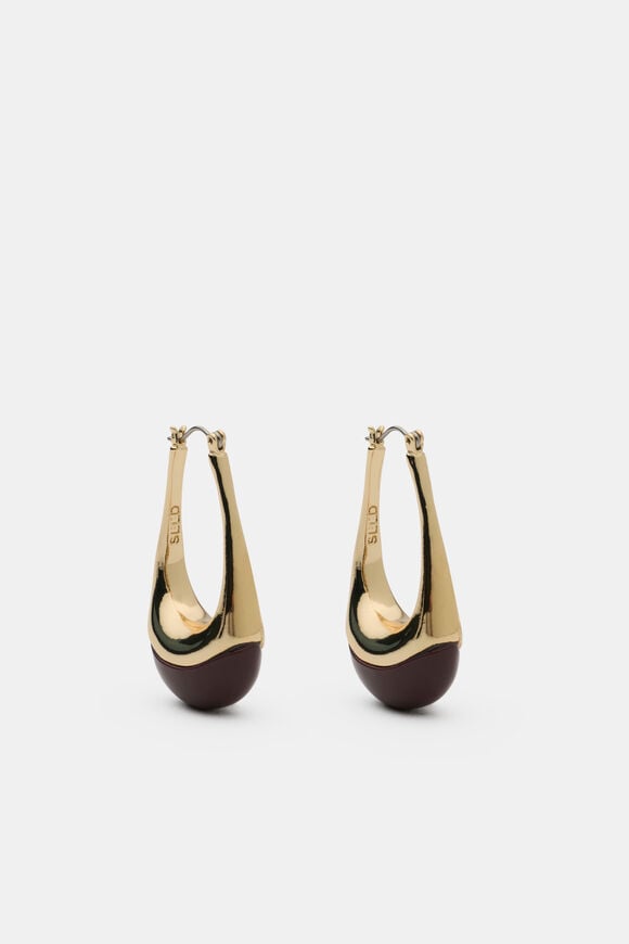 Resin Droplet Earring  Plum Red  hi-res