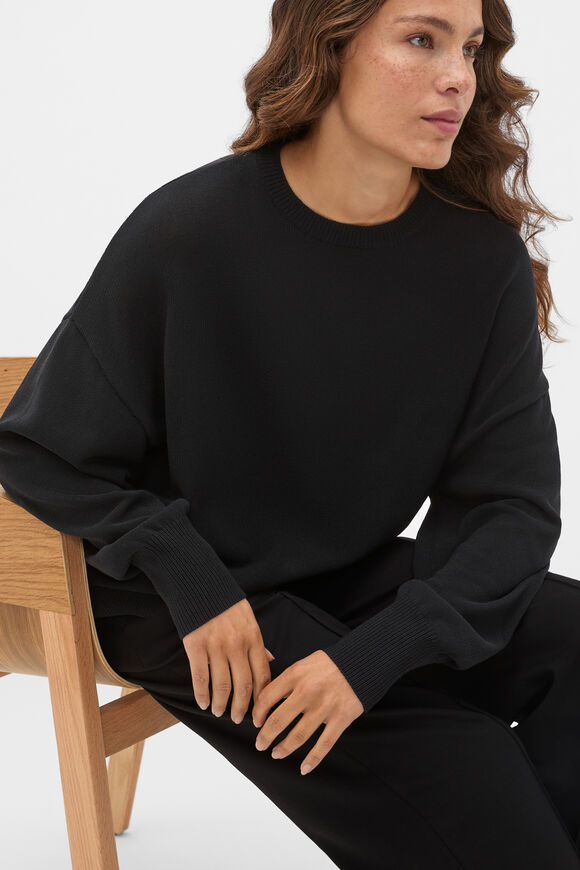 Cotton Oversized Knit  Black  hi-res