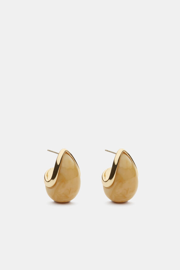 Round Resin Earring  Sandstone  hi-res