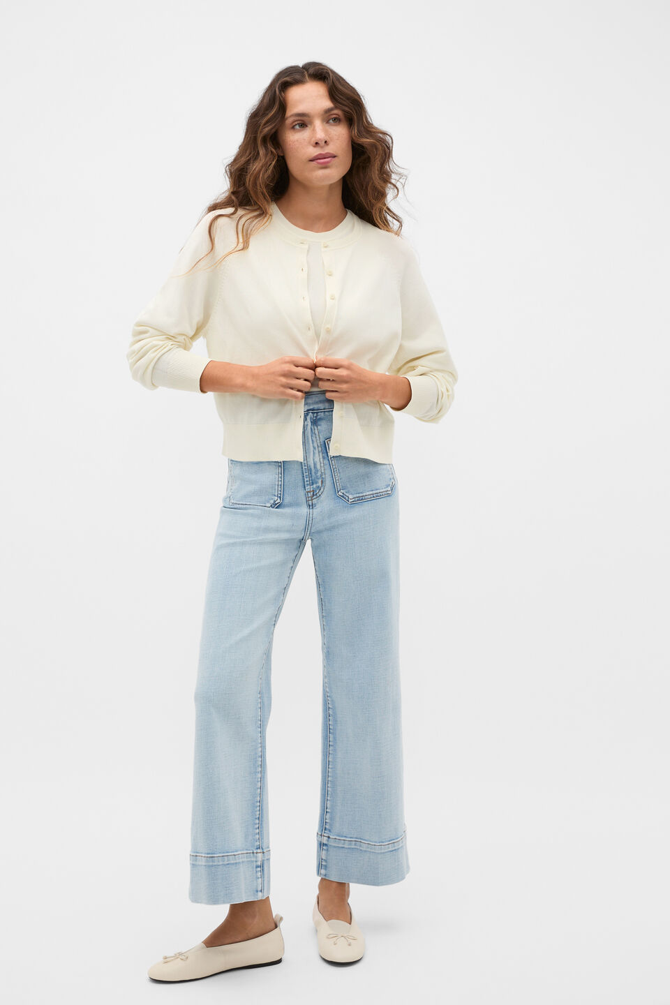 Cotton Blend Raglan Cardigan  Coconut Cream