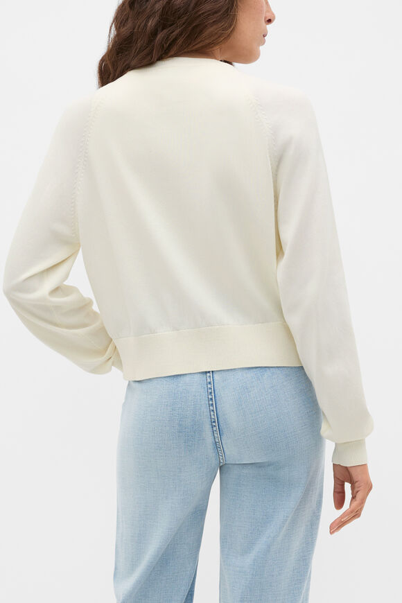 Cotton Blend Raglan Cardigan  Coconut Cream  hi-res