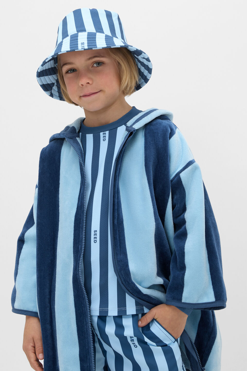 Swim Hat  Washed Navy Stripe
